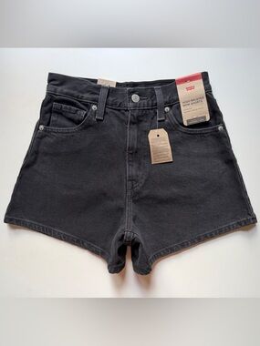 Levi's High Waisted Mom Women's Shorts Relaxed Fit High Rise Denim Black Jean 25